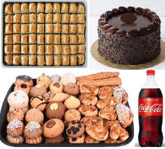 4 ile 5 kiilik ya pasta 1 lt cola 1 kg baklava