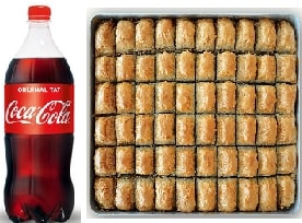 2 adet 1 litre cola 2 kg cevizli baklava